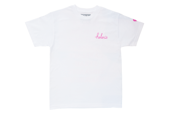 Helen's Wines White T-Shirt with Pink Heart