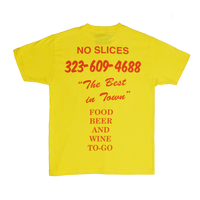 Jon & Vinny’s Pizzaman Slauson T-Shirt (Yellow Tee, Red Print)