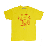 Jon & Vinny’s Pizzaman Slauson T-Shirt (Yellow Tee, Red Print)